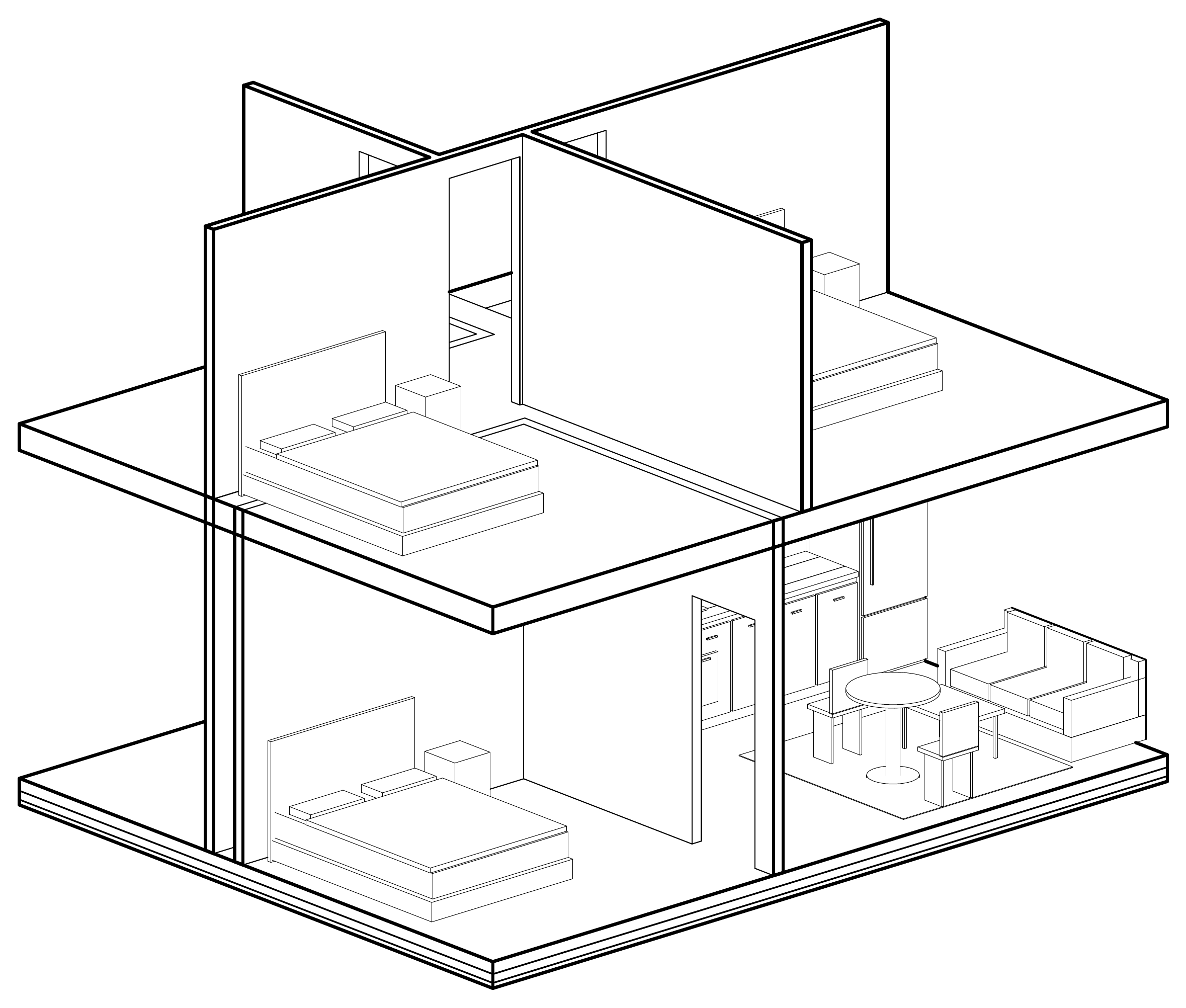 C2 cutaway axonometric drawing