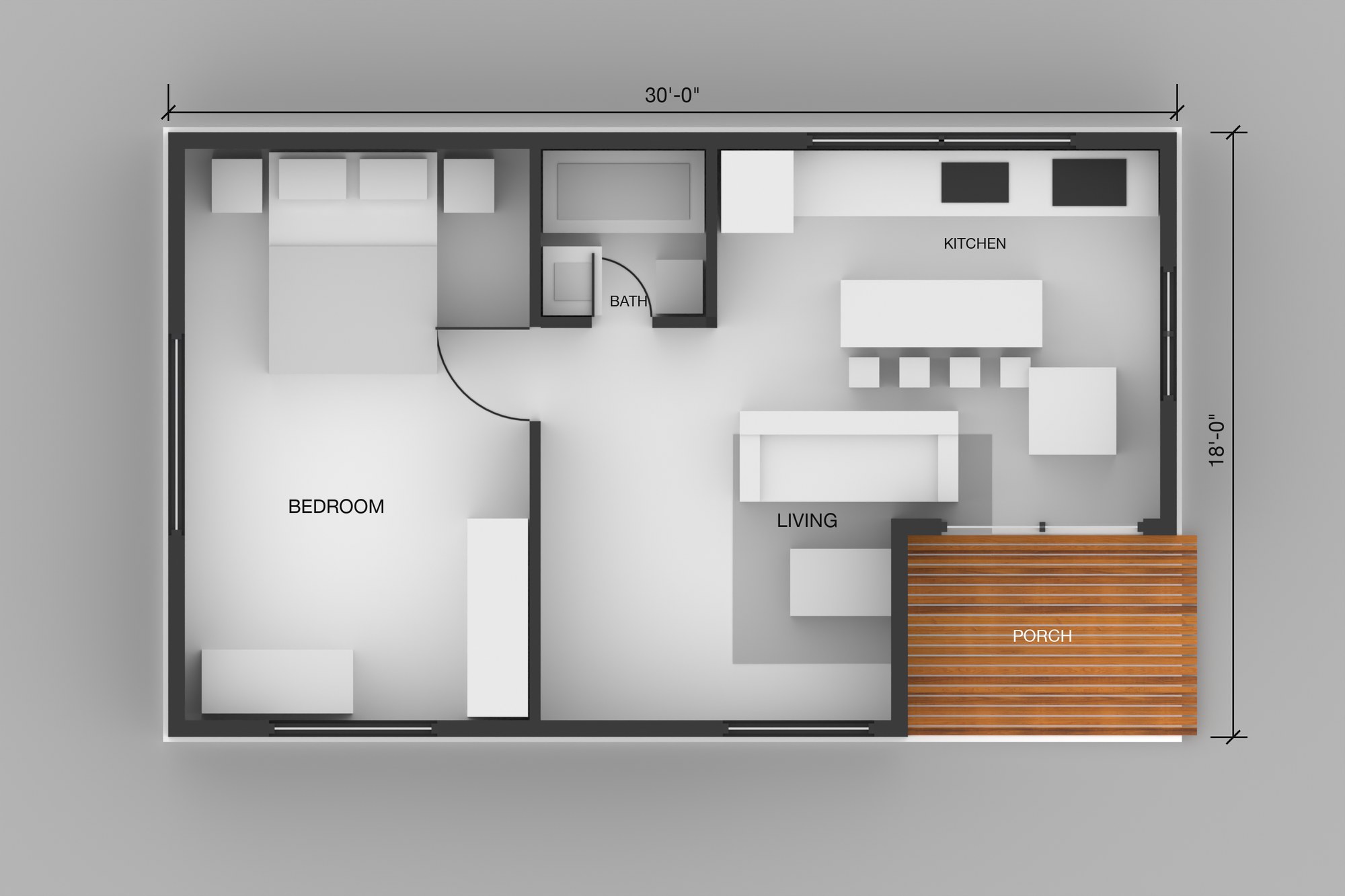 Gable Studio rendered floor plan